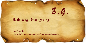 Baksay Gergely névjegykártya